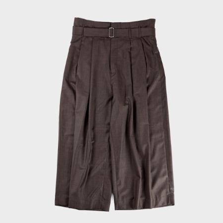 [Hed Mayner] Wide Pleated Pants Brown Cool Wool