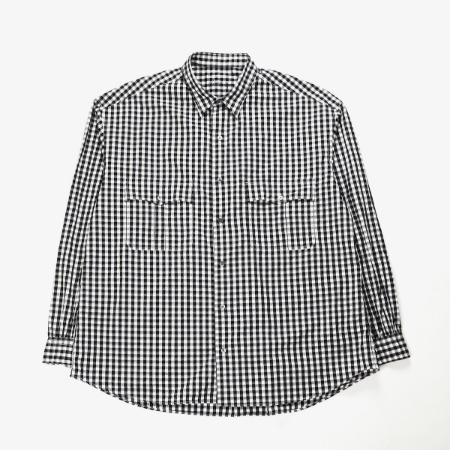 [Porter Classic] Roll Up Gingham Check Shirt Black