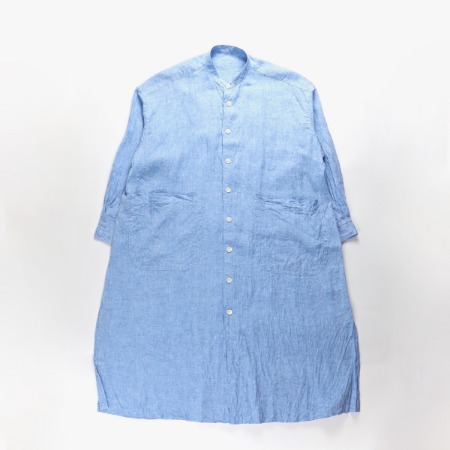 [Porter Classic] Linen Shirt Dress Blue (Leggiuno Ghibli Soft Linen)