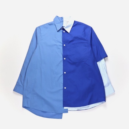 [Hed Mayner] 3 Color Layered Shirt Blue