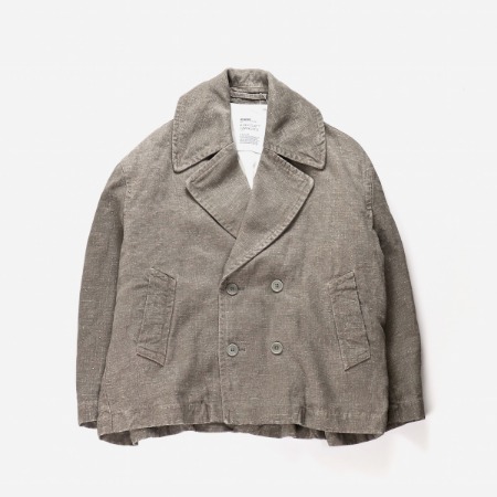 [Hed Mayner] Cropped Pea Coat Grey Stone Washed