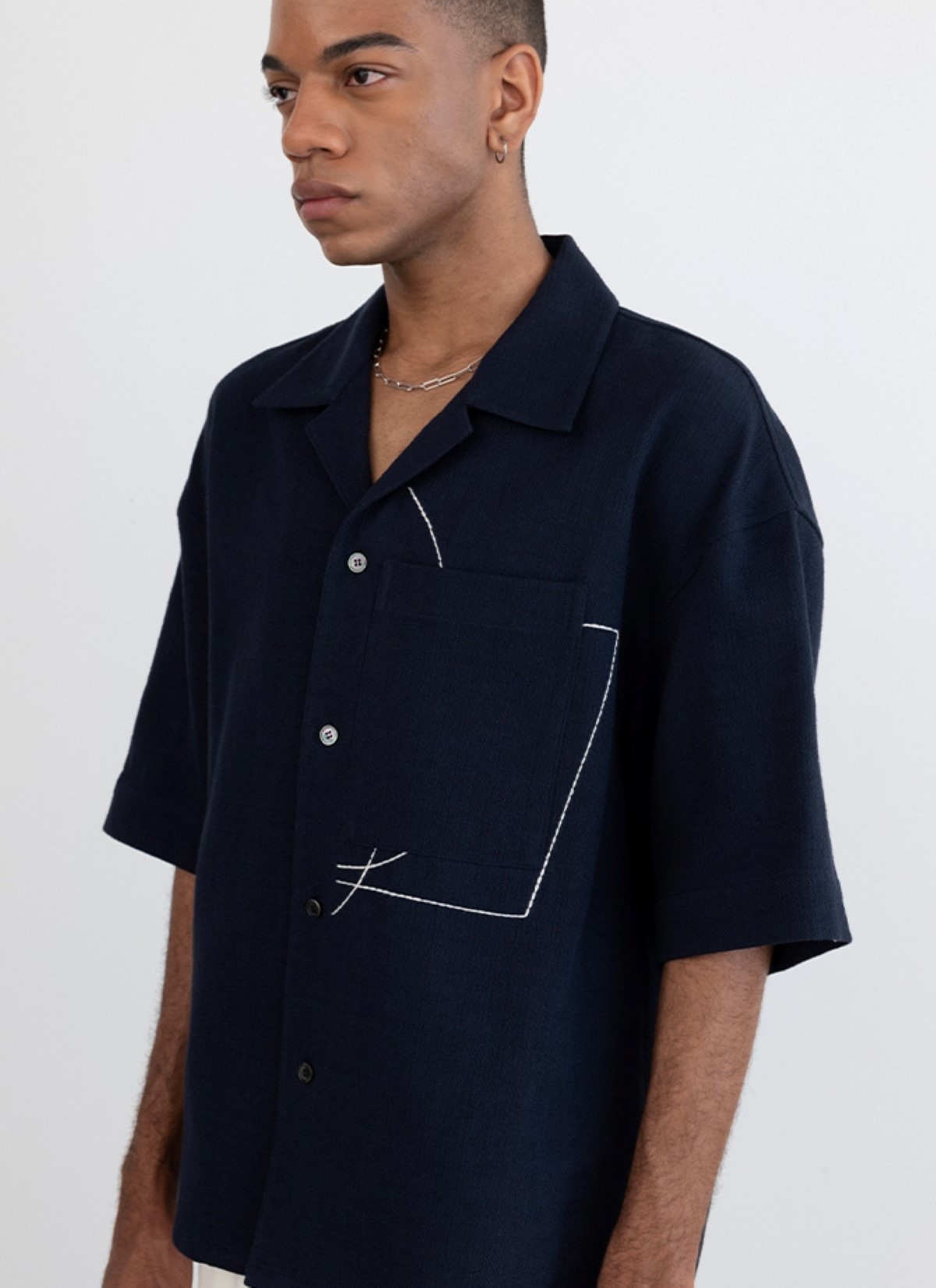 EMBROIDERED SHIRT NAVY