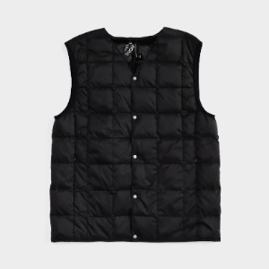 [Taion] V Neck Button Down Vest - Black