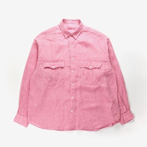 [Porter Classic] Roll Up Linen Shirt Red (Leggiuno Ghibli Soft Linen)