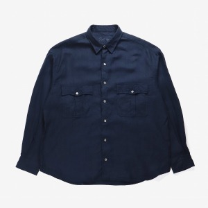 [Porter Classic] Roll Up Linen Shirt Dark Navy (French Linen)