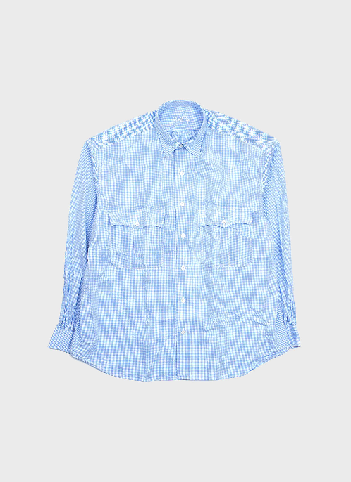 Roll Up New Gingham Check Shirt Blue