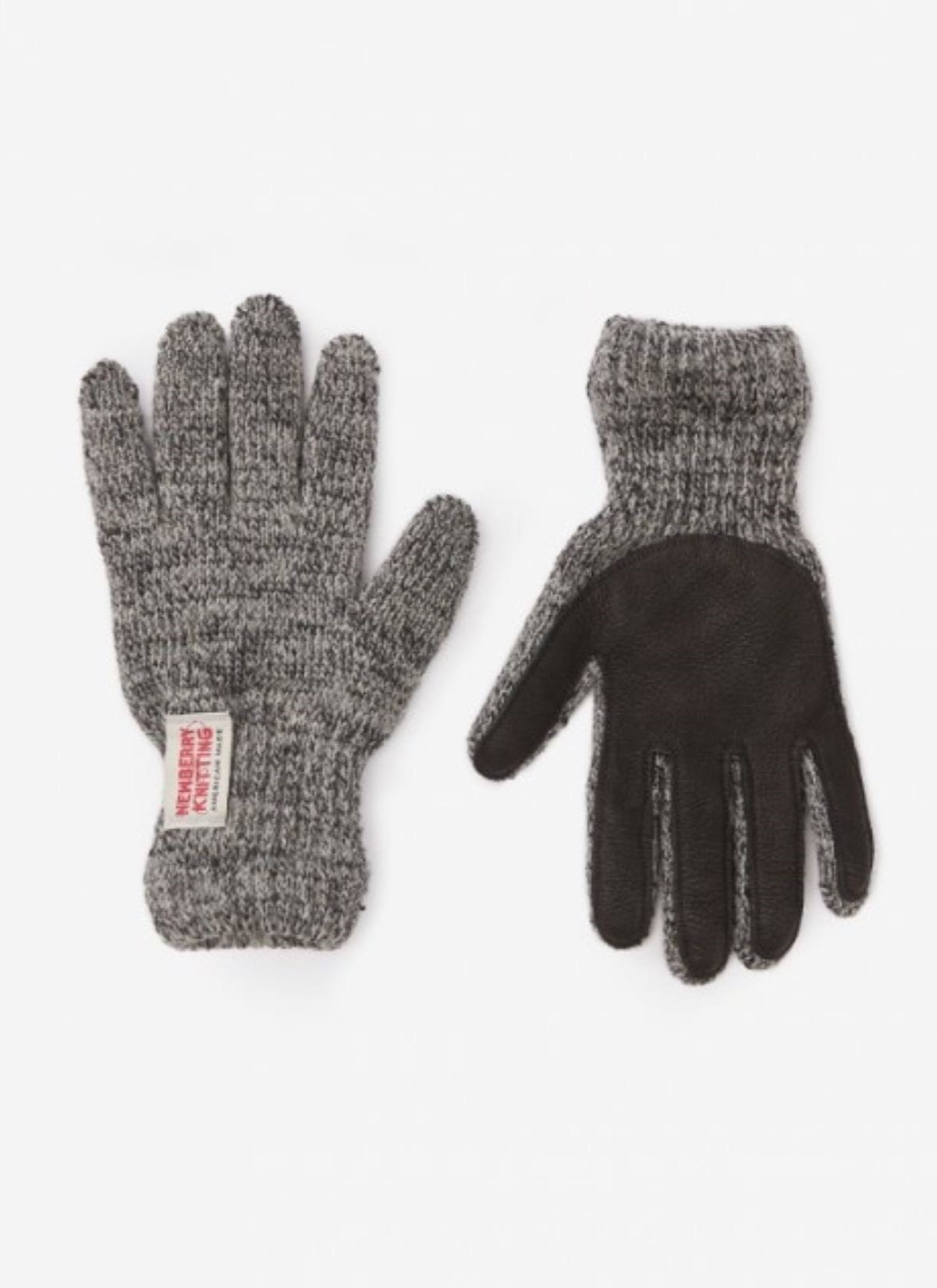 Deer Leather Wool Gloves Charcoal