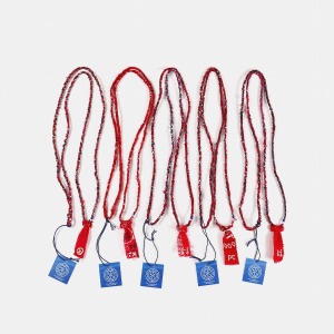 H/W Necklace Extra W/Stitch Charm Fabric Red